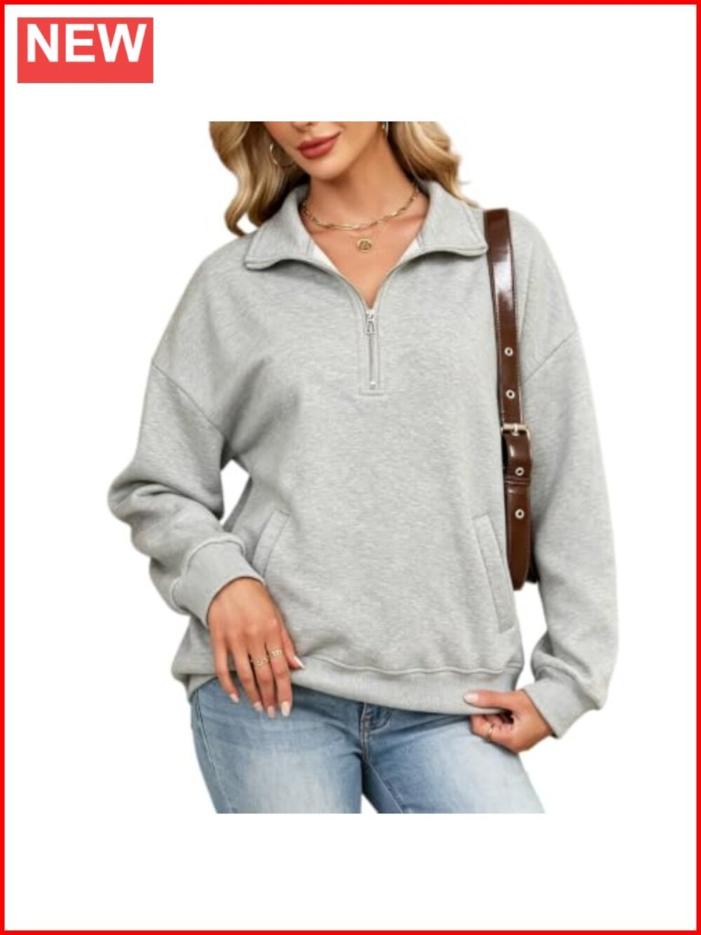 Womens Fleece Quarter Zip Pullover Slim Fit Long Sleeve Sweatshirt
